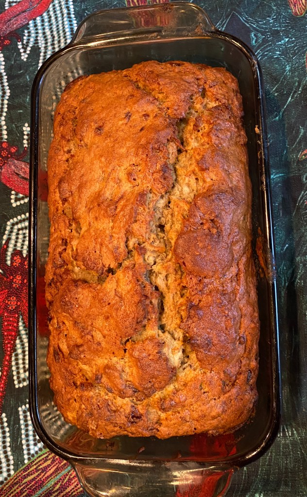Moist, golden banana bread